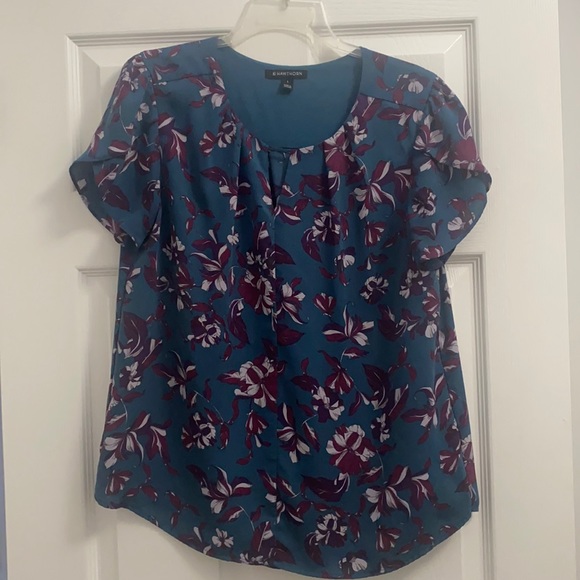 41 Hawthorn Tops - 41 Hawthorn Teal and Purple Floral Blouse